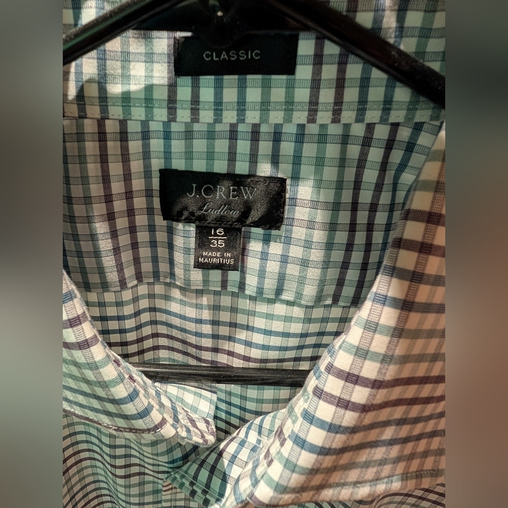New w/o Tags. JCrew Men's Plaid Shirt - Beautiful Blue/Green Dark Purple, White
